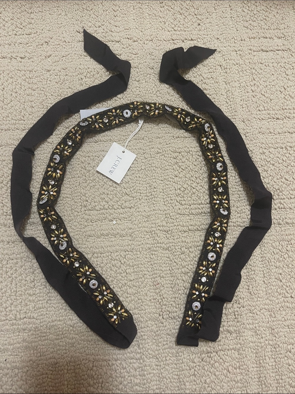 J. Crew fabric belt with gems NWT